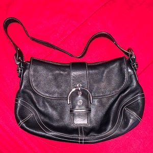 Coach Black Leather Shoulder Bag Silver Hardware